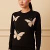 Kelebek Desenli Bisiklet Yaka Triko-26K74007-Siyah-99
