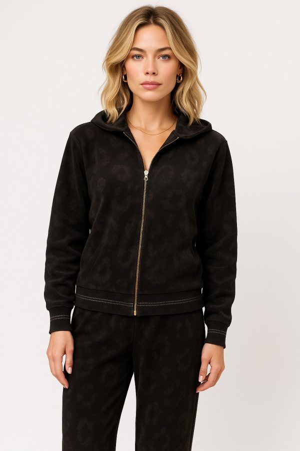 Leopar Desenli Triko Eşofman Takım-25K43769-SİYAH-99