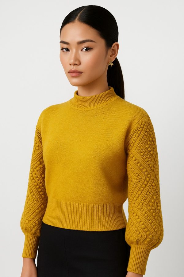Kabartma Desenli Rengi Triko Kazak-25K43781-HARDAL-23