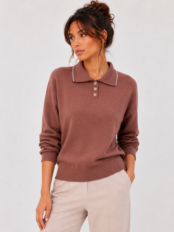Kadın Polo Yaka Triko Kazak 27K12320-12