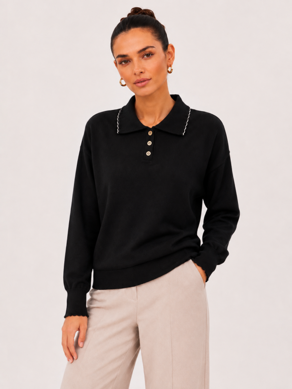 Kadın Polo Yaka Triko Kazak 27K12320-99