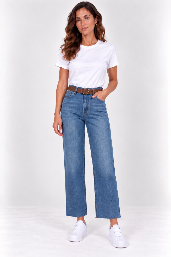 Kadın Kemer Detaylı Bilek Boy Jean Pantolon 27K12348