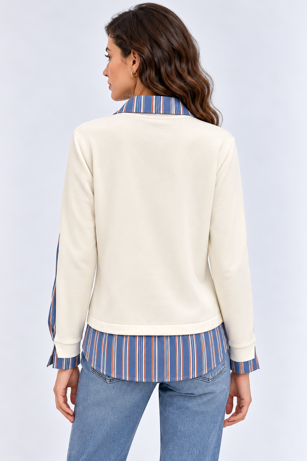 Kadın Çiçek Nakışlı Denim Gömlek 27K12367-16 - Görsel 3